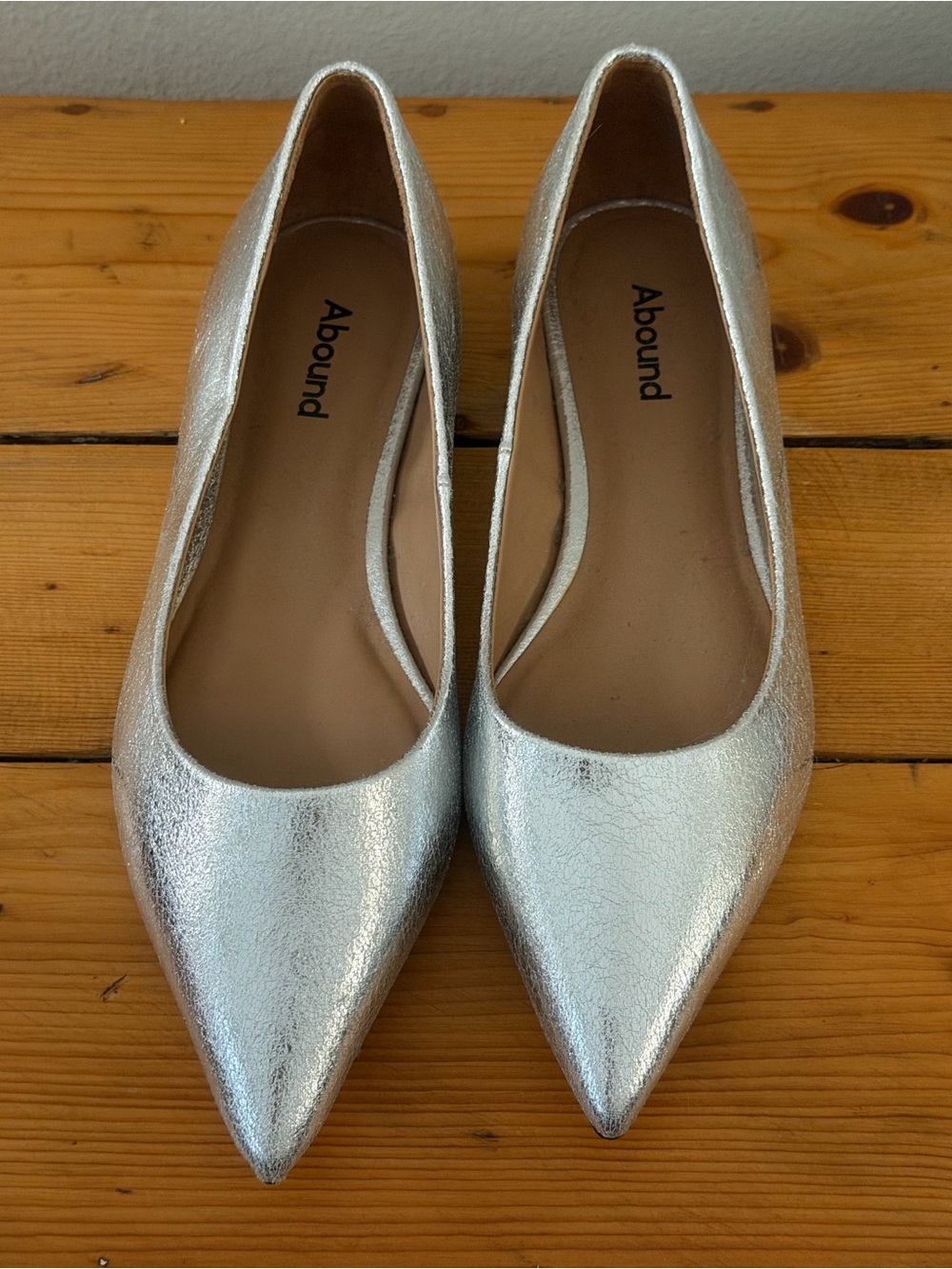 Abound Metallic Silver Pointed-Toe Flats -7.5m